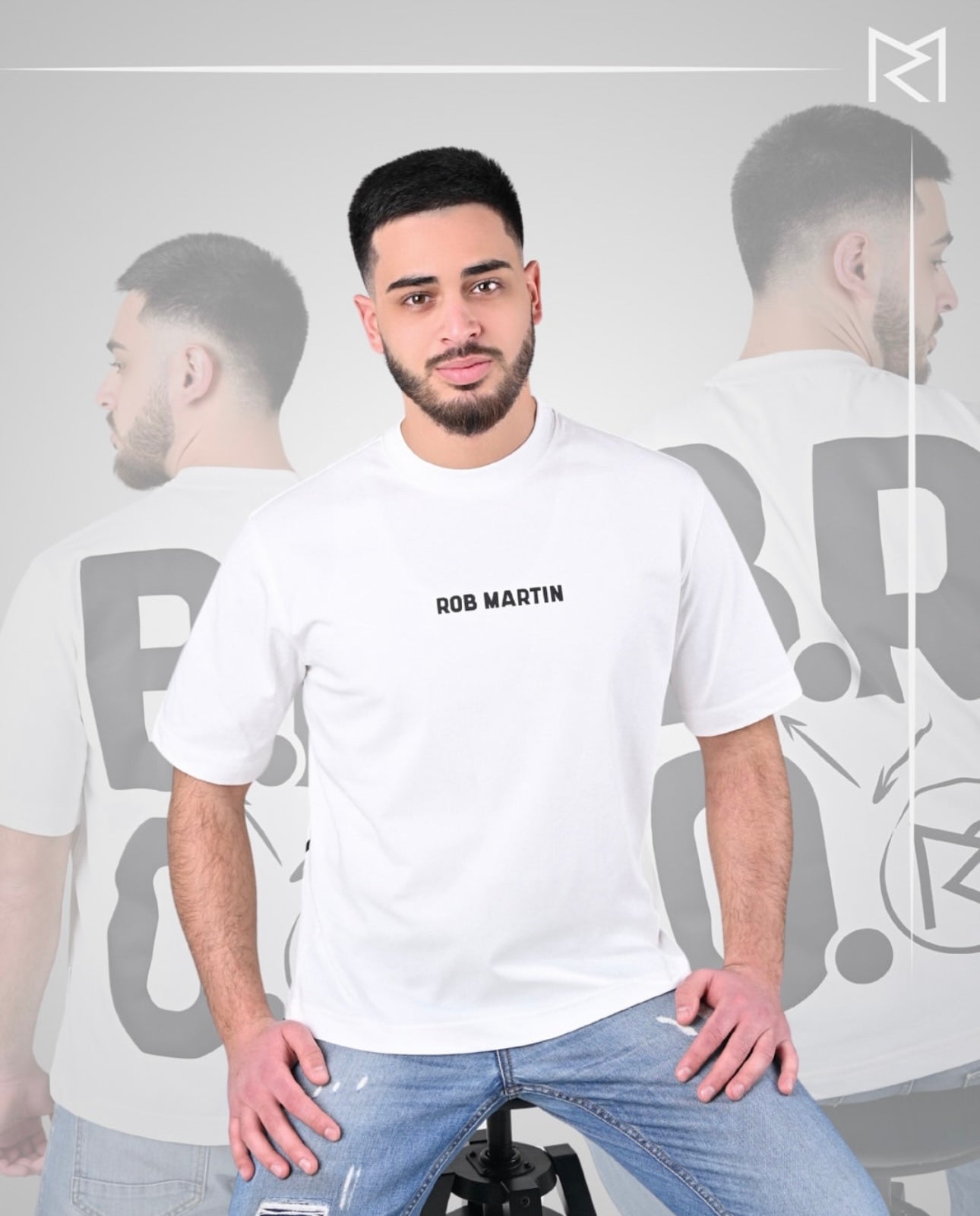 B.R.O. Collection T-Shirt White-black lettering